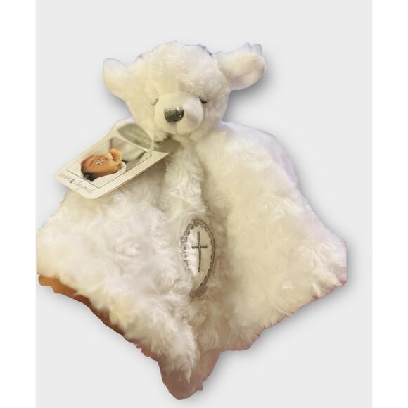 Blankets Beyond Security Blanket Bear White Silver Cross Baby Lovey - Picture 3 of 5